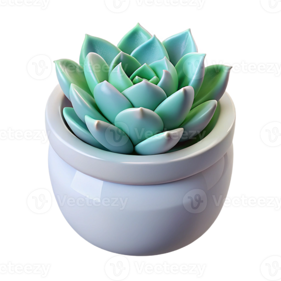 dramatic contemporary Single Succulent in White Pot Isolated high resolution png