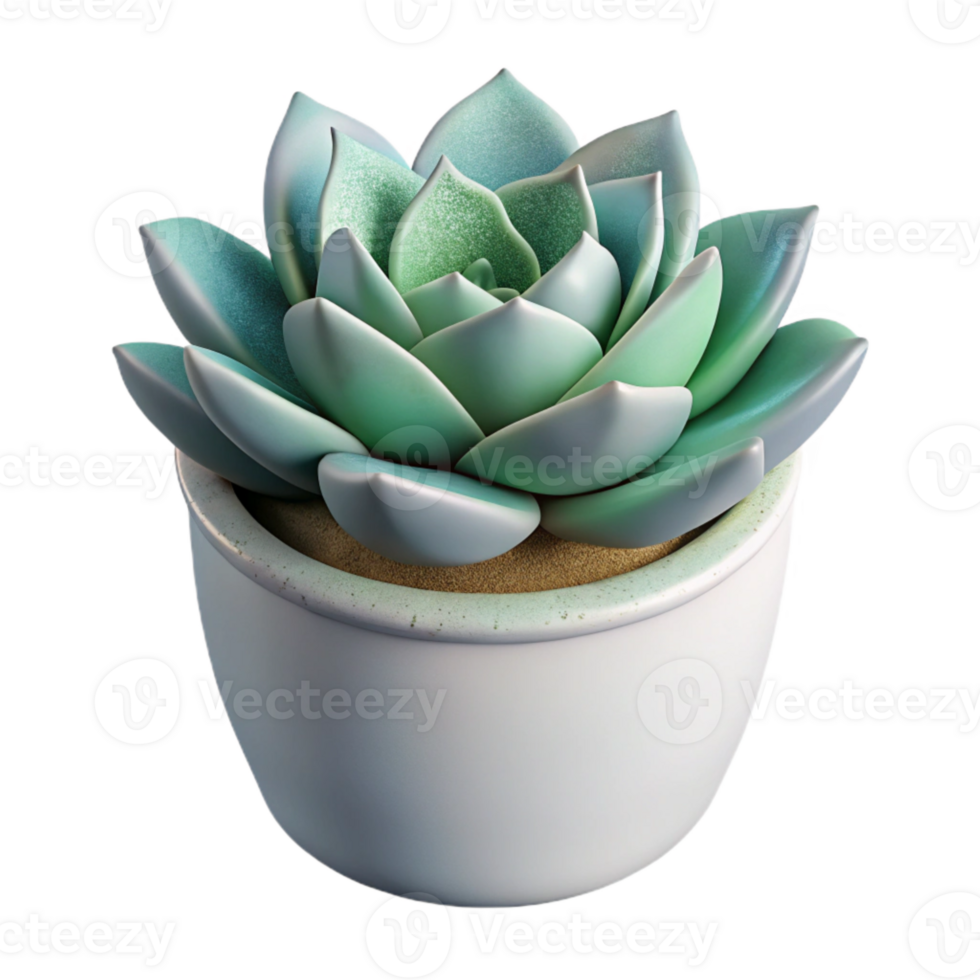 beautiful artistic Single Succulent in White Pot Isolated professional png