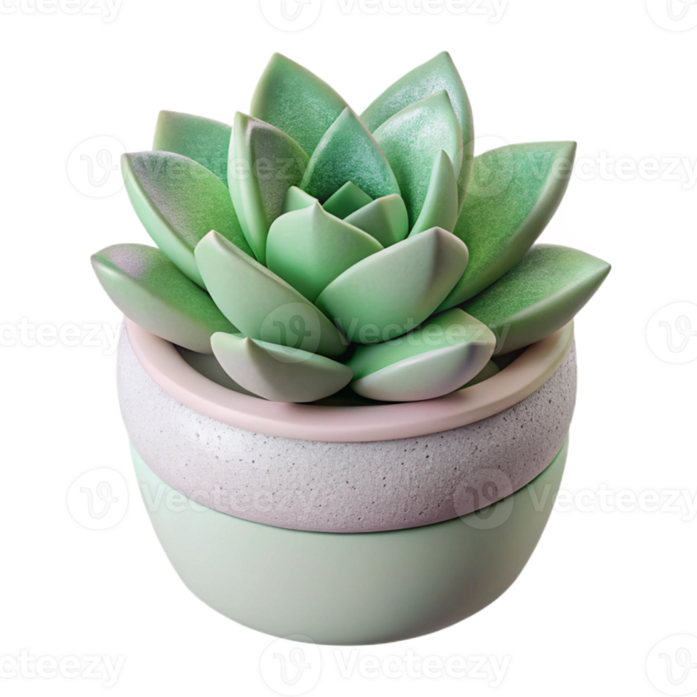 beautiful classic Single Succulent in White Pot Isolated high resolution png