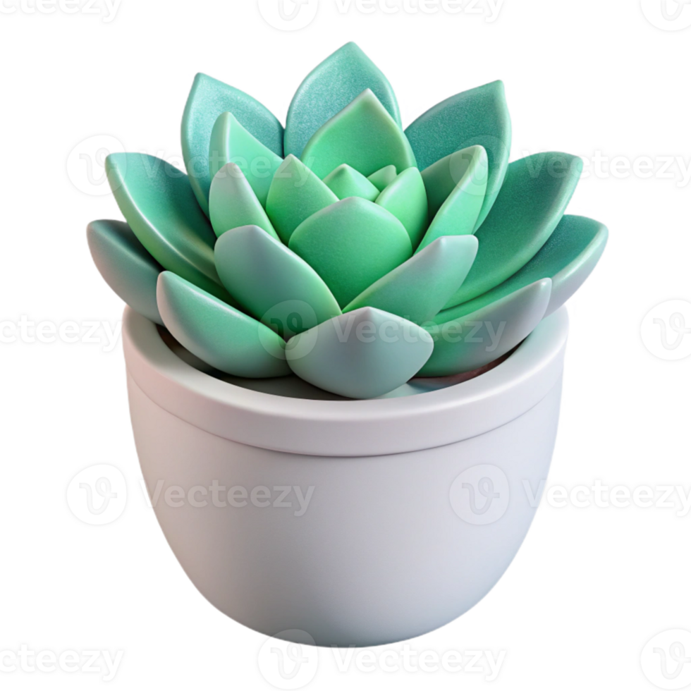 extraordinary contemporary Single Succulent in White Pot Isolated high quality png