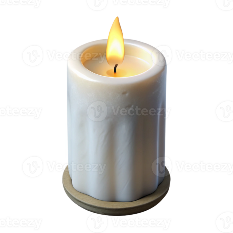 elegant rustic Single White Candle Front View Cutout professional png