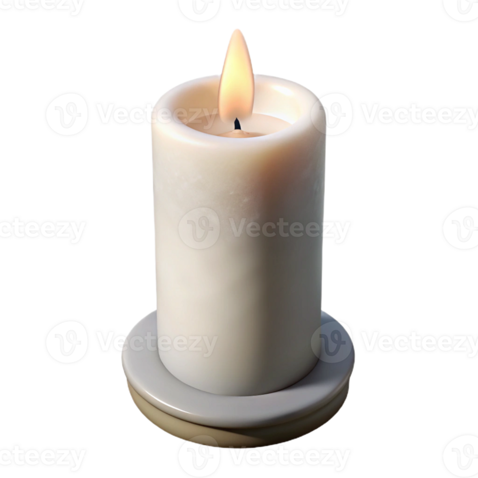 impressive rustic Single White Candle Front View Cutout png