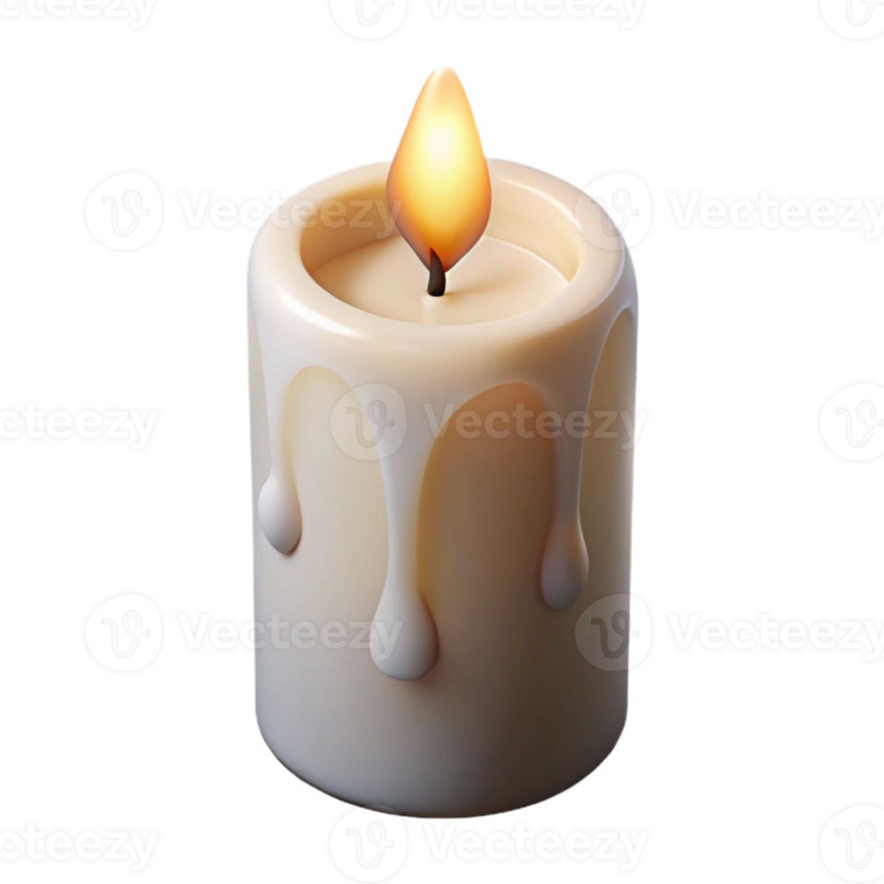 wonderful classic Single White Candle with Soft Lighting Cutout genuine png
