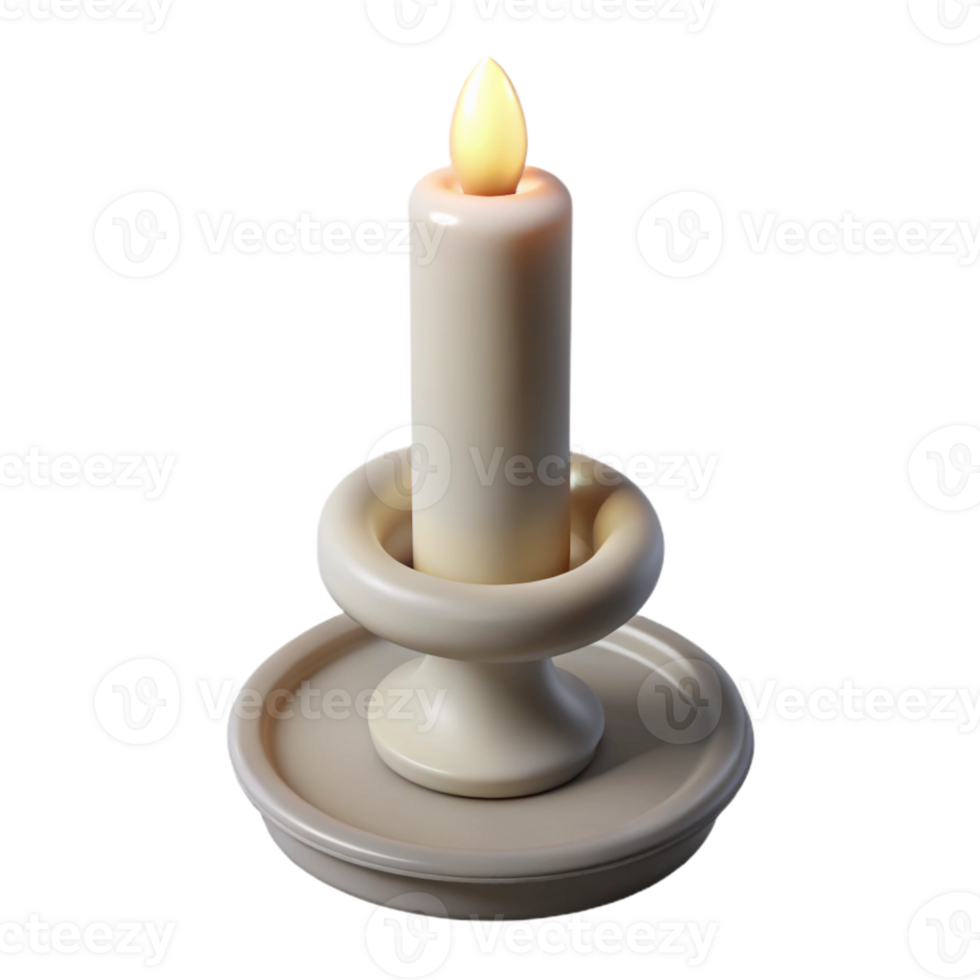 magnificent creative Single White Candle in Holder Isolated professional png