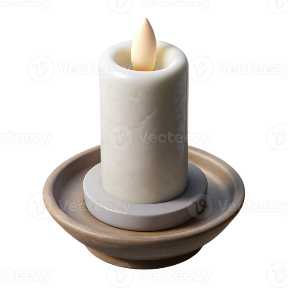 impressive artistic Single White Candle in Holder Isolated high quality png