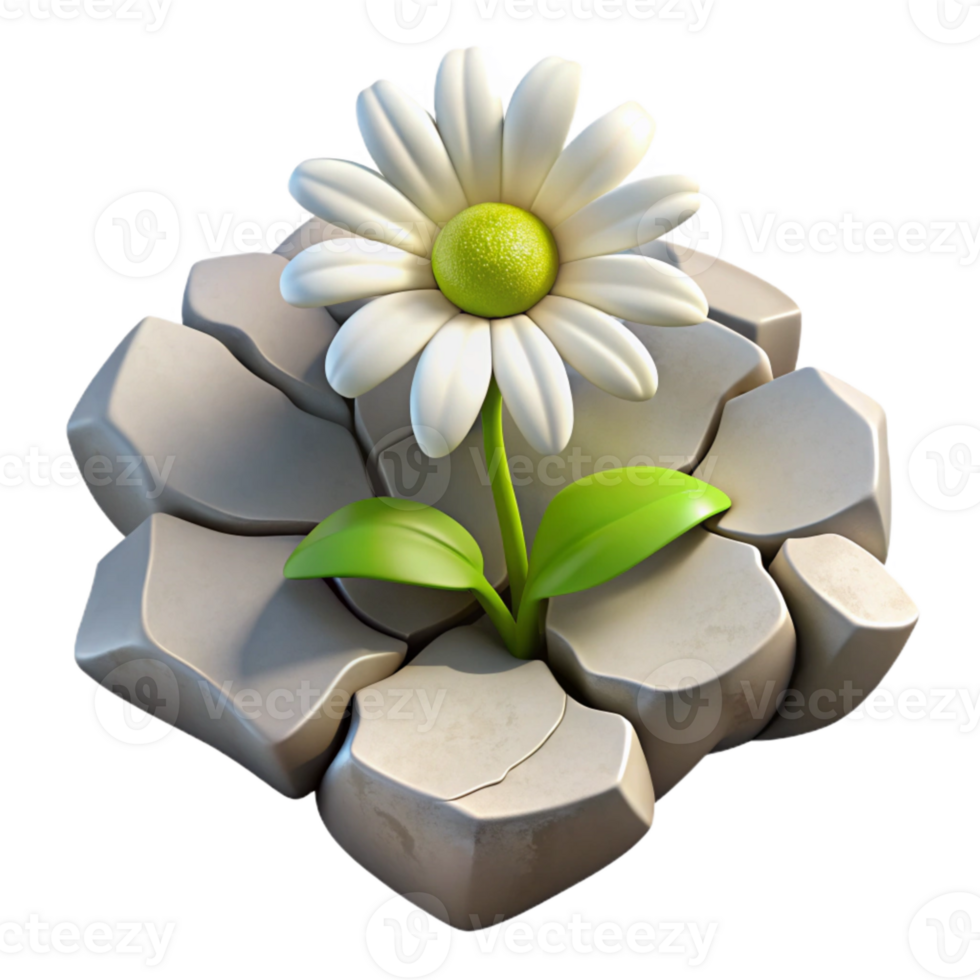 extraordinary classic Single White Daisy Growing in City Crack Cutout original png