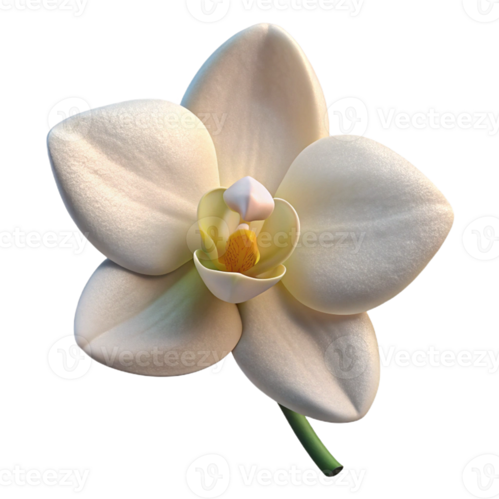 dramatic minimalist Single White Orchid Bloom Side View Transparent Background professional png