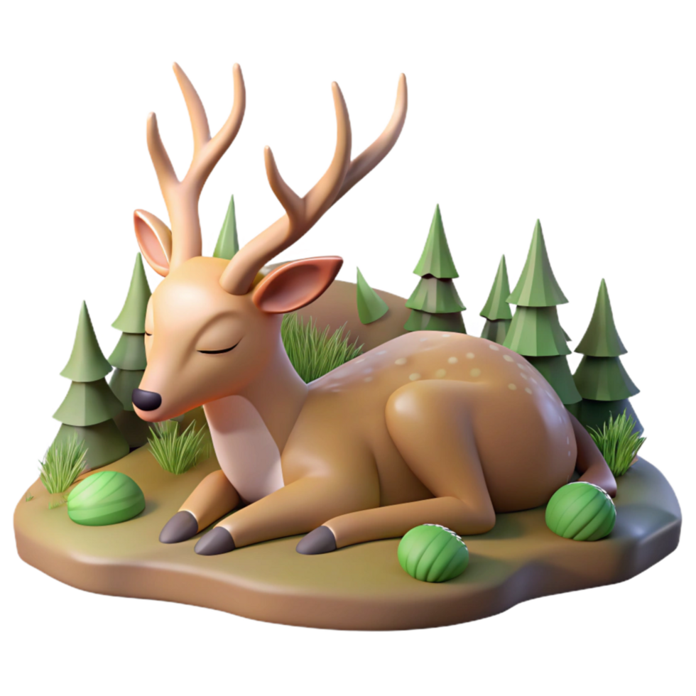 extraordinary classic Sleeping Deer in a Forest Clearing Transparent Background genuine png