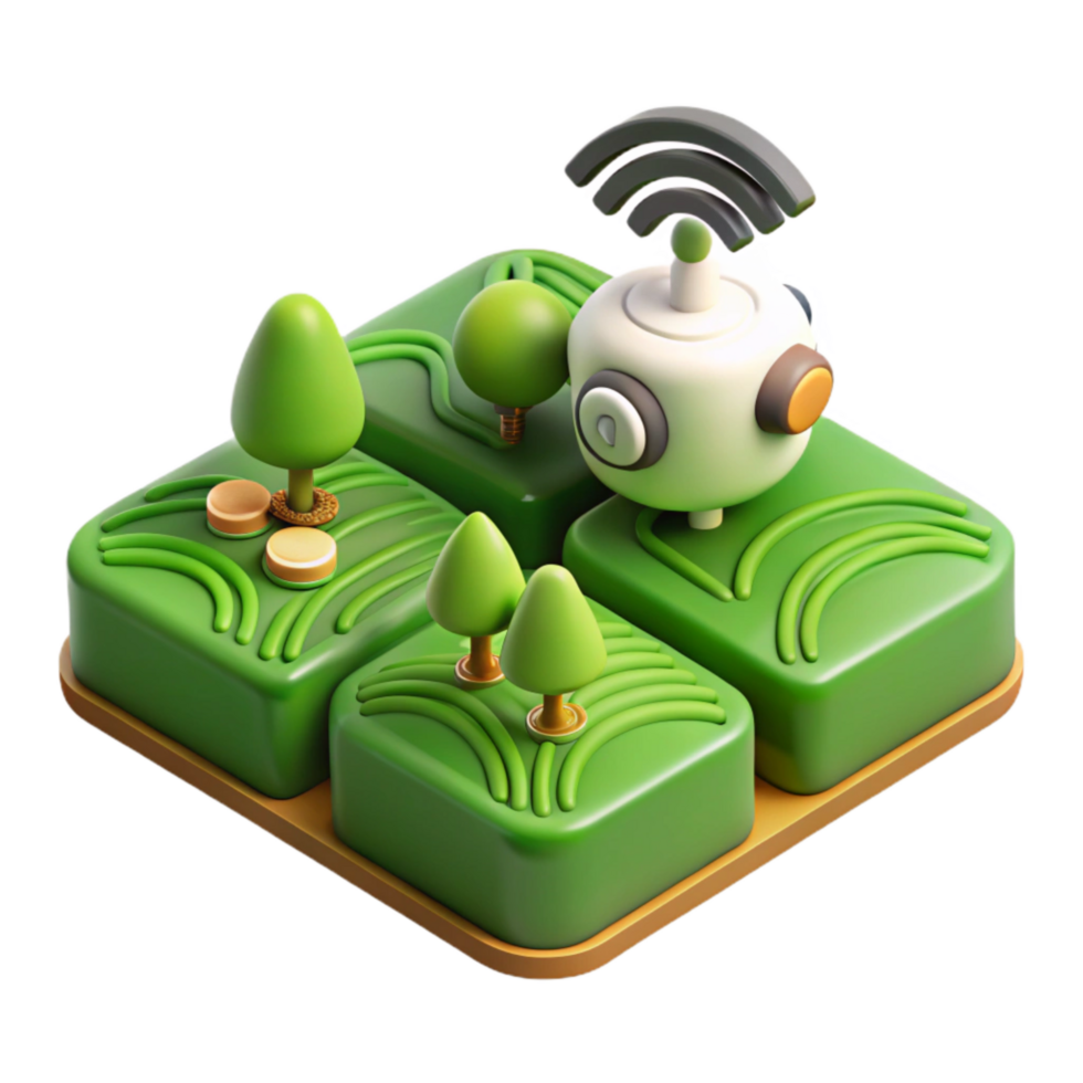 stunning creative Smart Agriculture Sensor Network Green Field Transparent Background high quality png