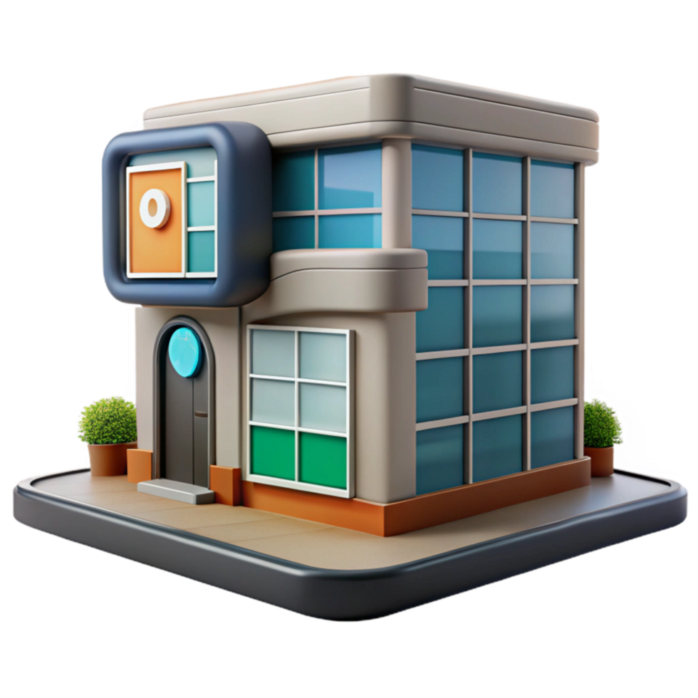 wonderful classic Smart Building Facade with Interactive Display Cutout detailed png