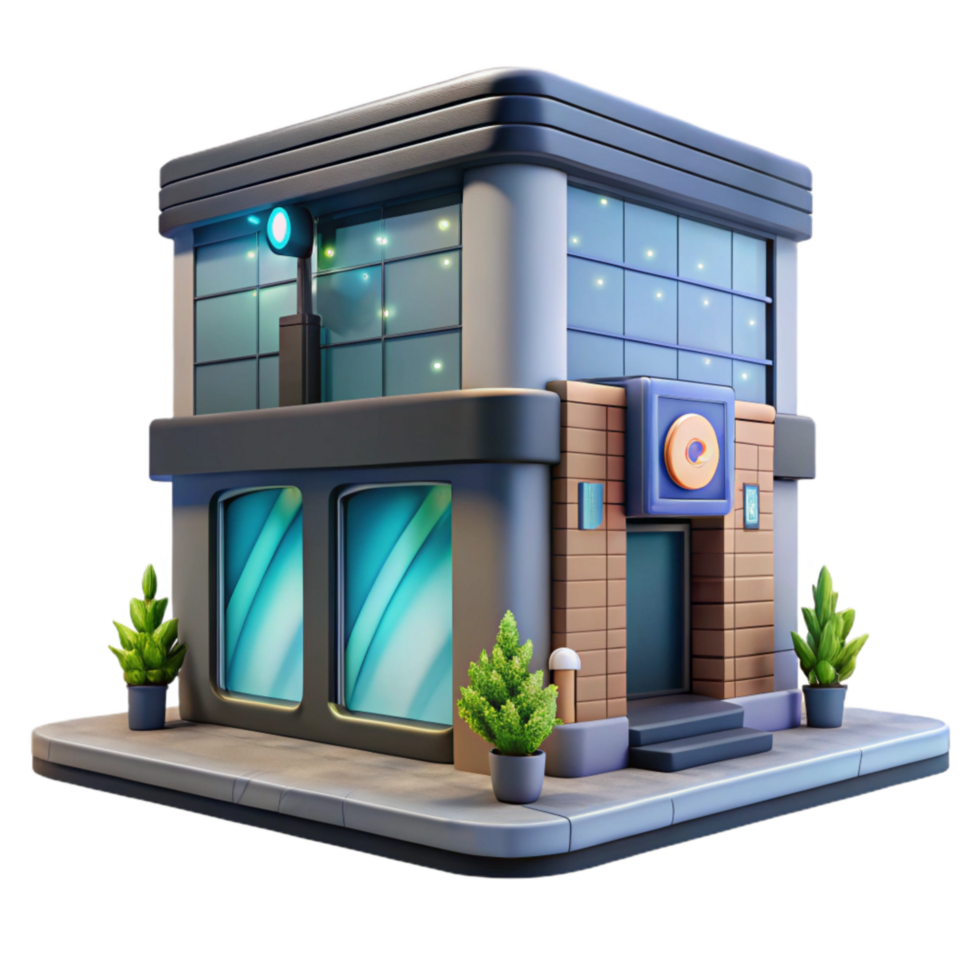wonderful traditional Smart Building Facade with Interactive Display Cutout detailed png