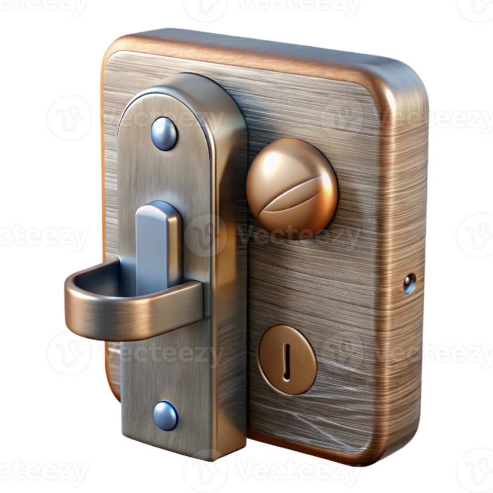 impressive rustic Smart Door Lock Brushed Metal Isolated Element genuine png