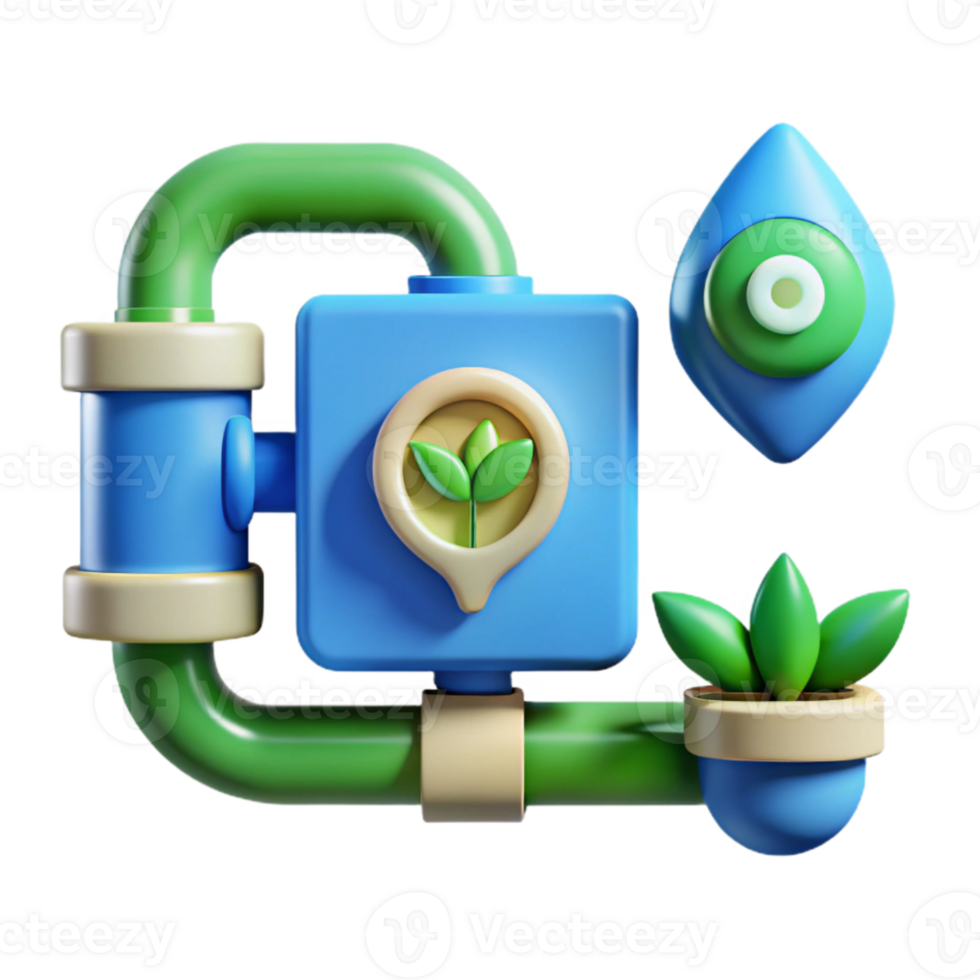 wonderful traditional Smart Farming Irrigation System Icon Blue and Green Isolated high resolution png