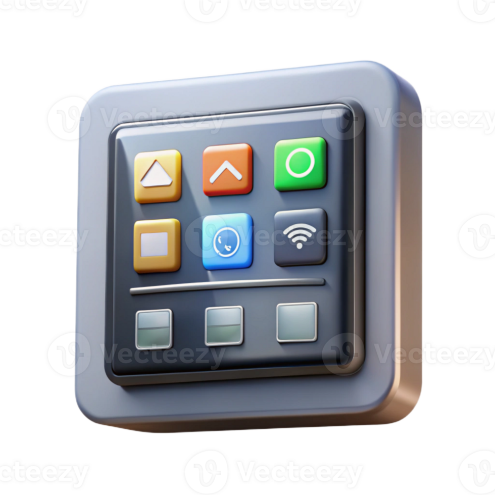 vibrant contemporary Smart Home Control Panel Touchscreen Blue Glow Transparent high resolution png