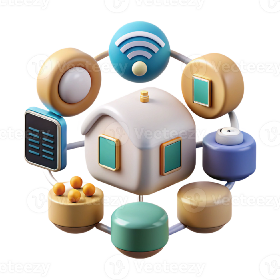magnificent rustic Smart Home Devices Connected Isolated Top View exclusive png