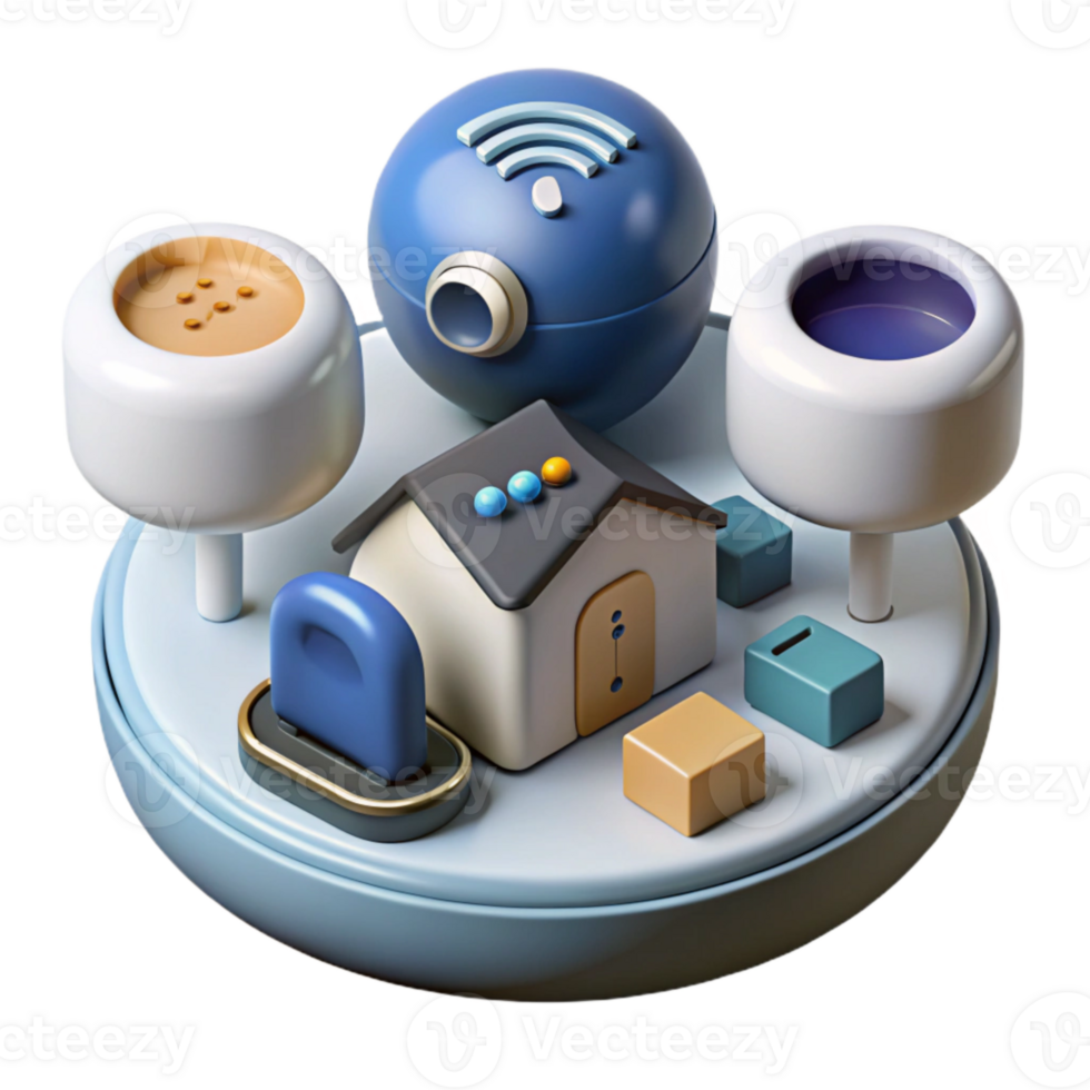 stunning rustic Smart Home Devices Connected Isolated Top View high quality png