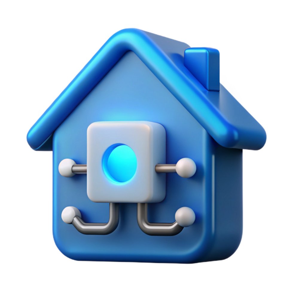 stunning minimalist Smart Home Hub Glowing Blue Cutout Isolated high quality png