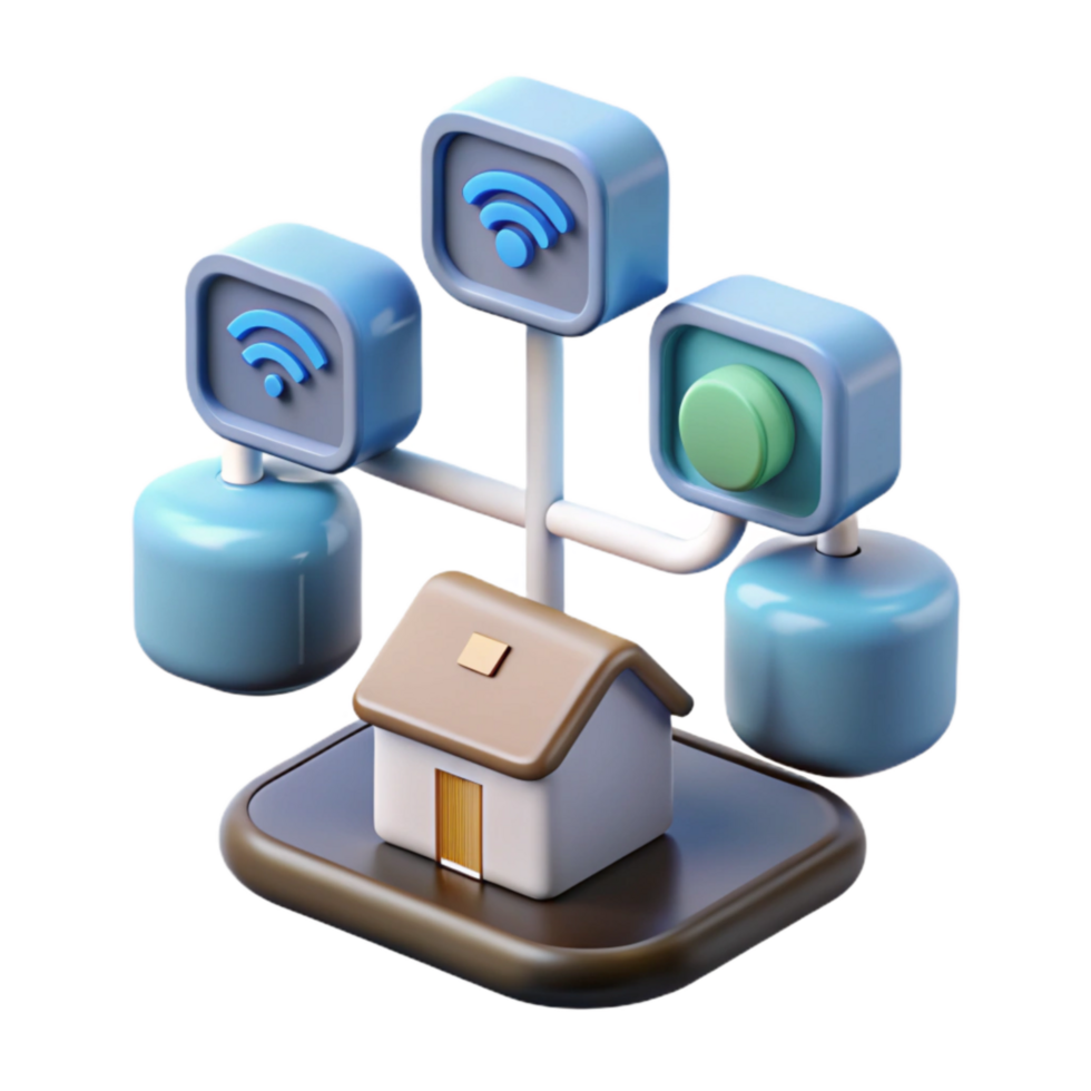 serene artistic Smart Home Hub Multiple Devices Connected on Transparent Background genuine png
