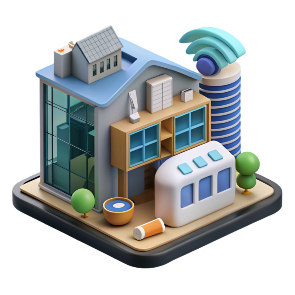 stunning modern Smart Home Integration in City Apartment Cutout with Transparent Background high resolution png