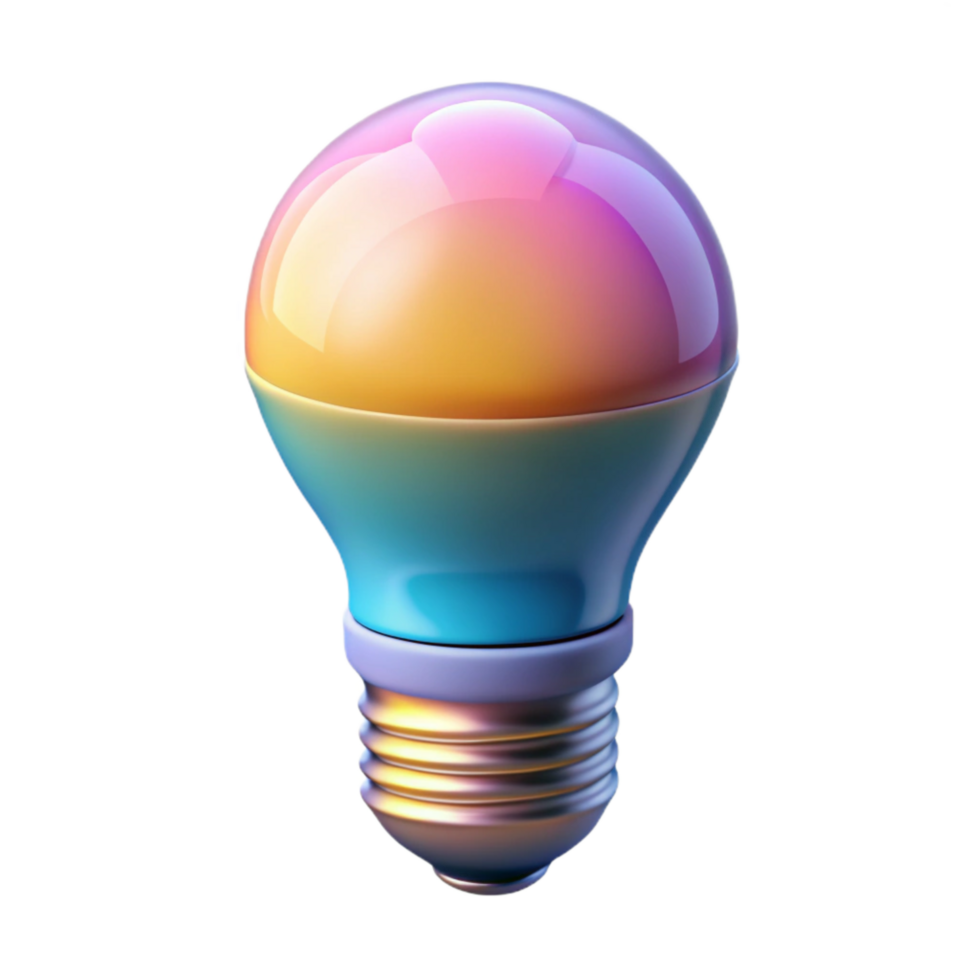 elegant minimalist Smart Light Bulb Changing Colors on Transparent Background professional png