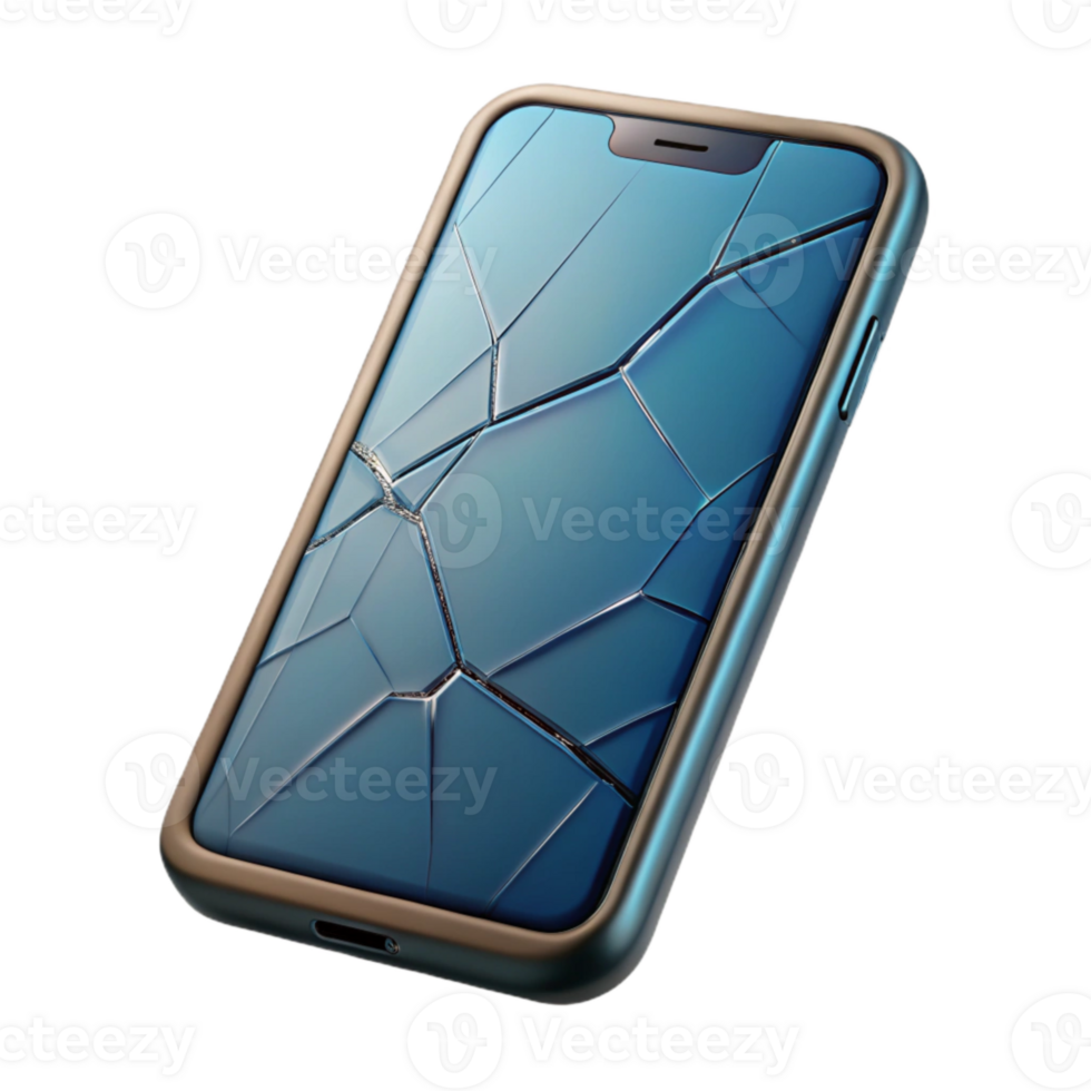 vibrant contemporary Smartphone in Hand with Cracked Screen Isolated png