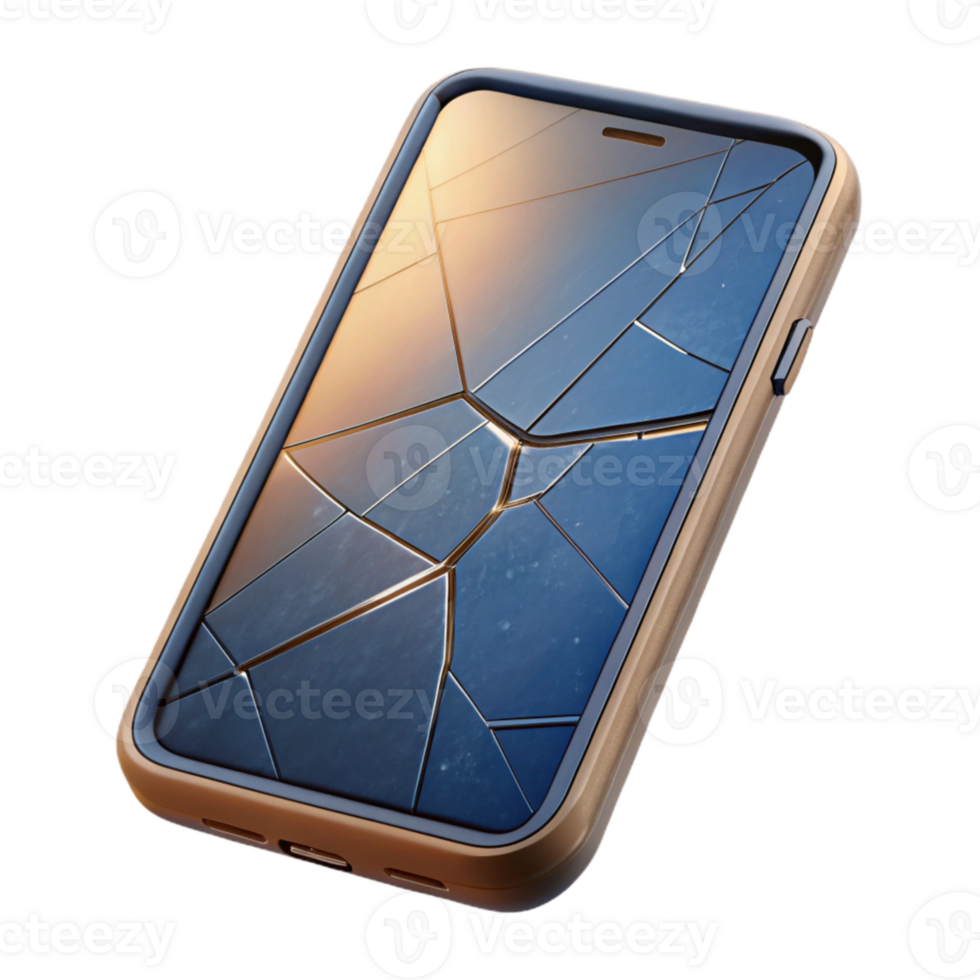 stunning abstract Smartphone in Hand with Cracked Screen Isolated high quality png