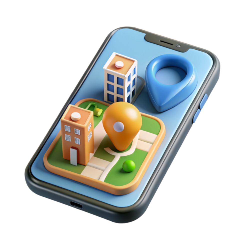 beautiful artistic Smartphone Showing Ar City Guide Interface Isolated professional png