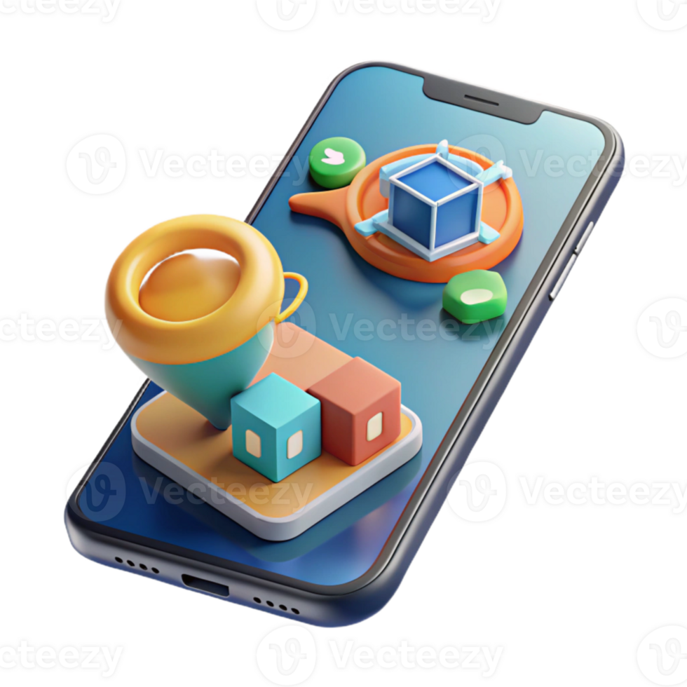 serene modern Smartphone Showing Ar Educational App Interface Isolated authentic png