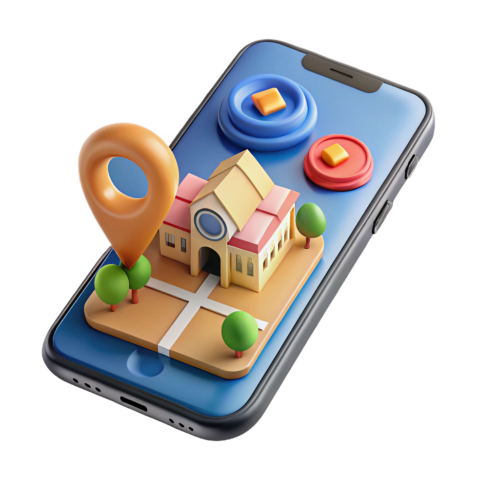 vibrant modern Smartphone Showing Ar City Guide Interface Isolated detailed png