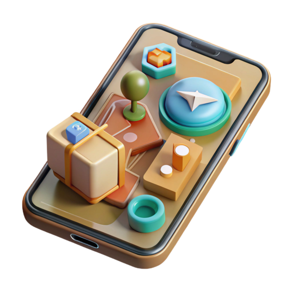 beautiful creative Smartphone Showing Ar Educational App Interface Isolated premium png