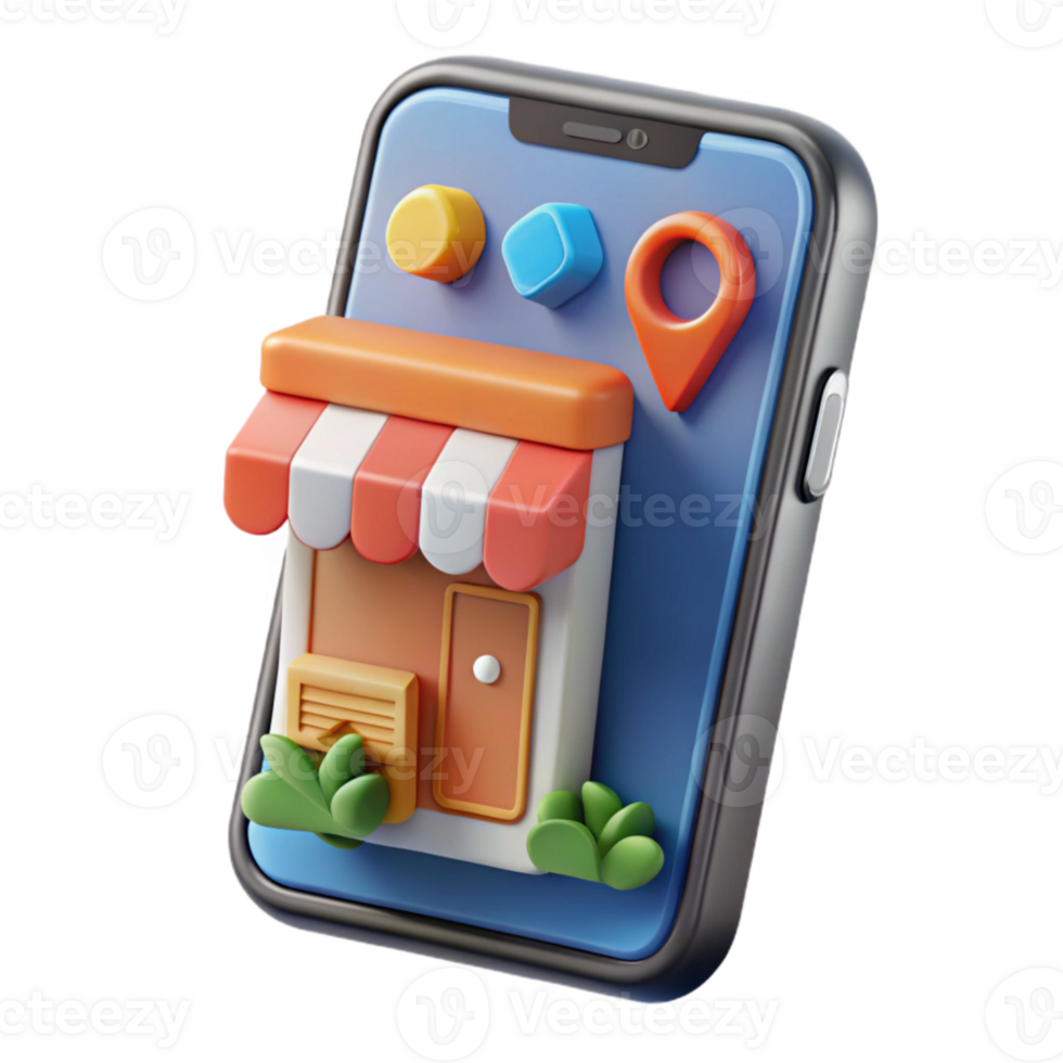 magnificent artistic Smartphone Showing Virtual Store Interface Isolated authentic png