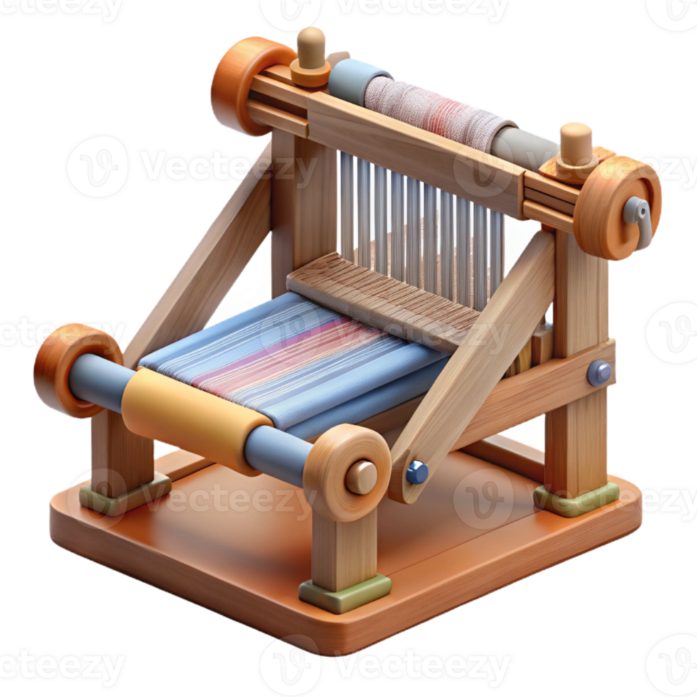 serene rustic Smart Textile Weaving Loom Isolated high resolution png