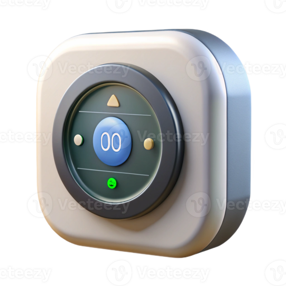 beautiful vintage Smart Thermostat Digital Display Isolated authentic png