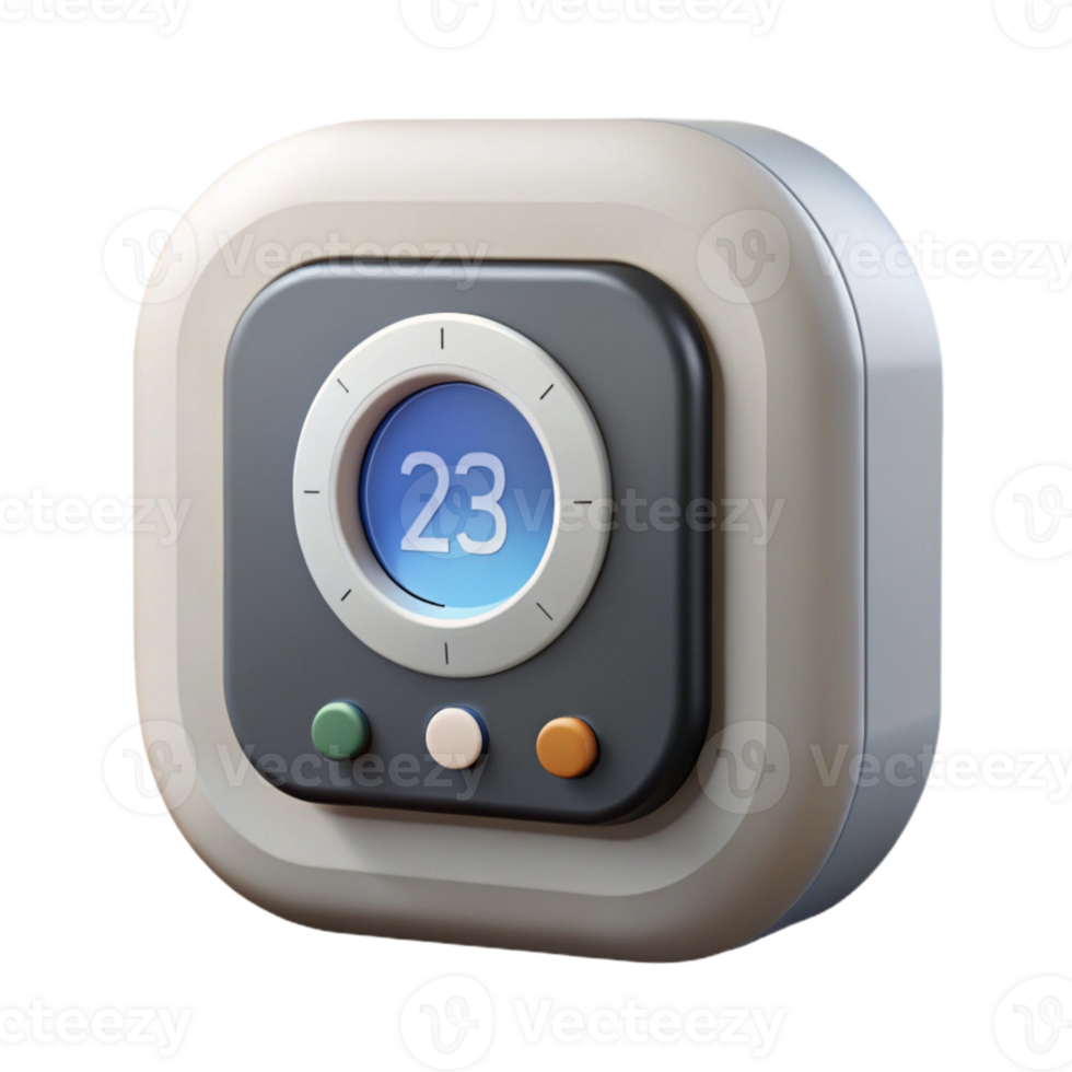 elegant artistic Smart Thermostat Digital Display Isolated professional png