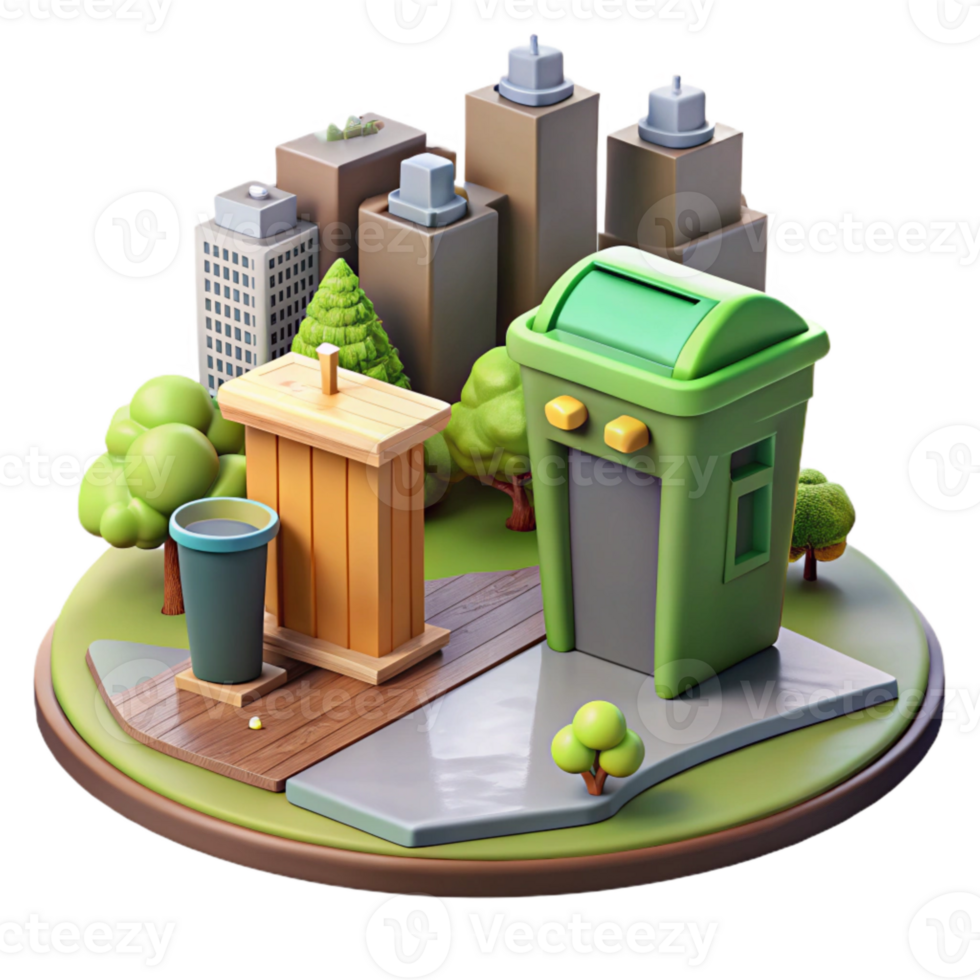 elegant creative Smart Waste Management System in City Park Isolated exclusive png