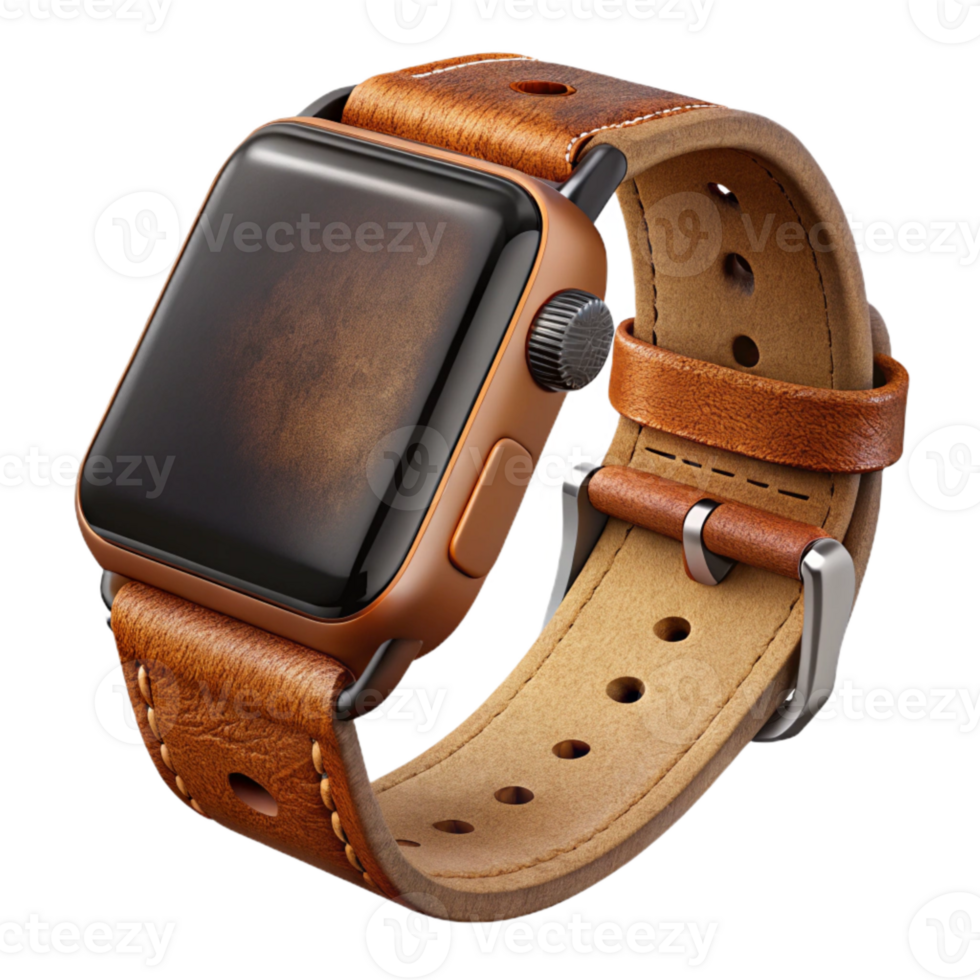 magnificent rustic Smartwatch Band Leather Brown Cutout Transparent Background genuine png
