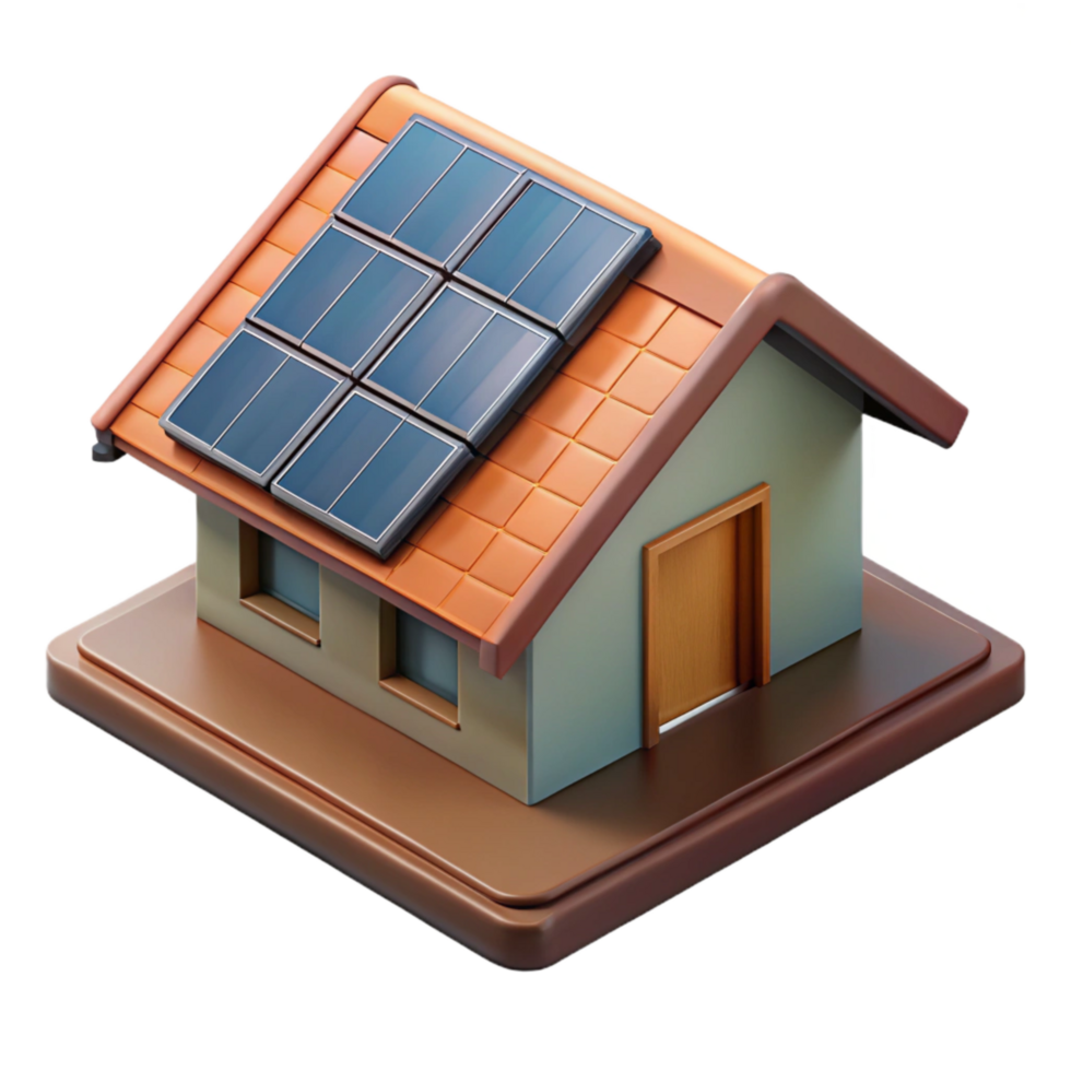 vibrant abstract Solar Panels on a House Roof Top View Cutout genuine png