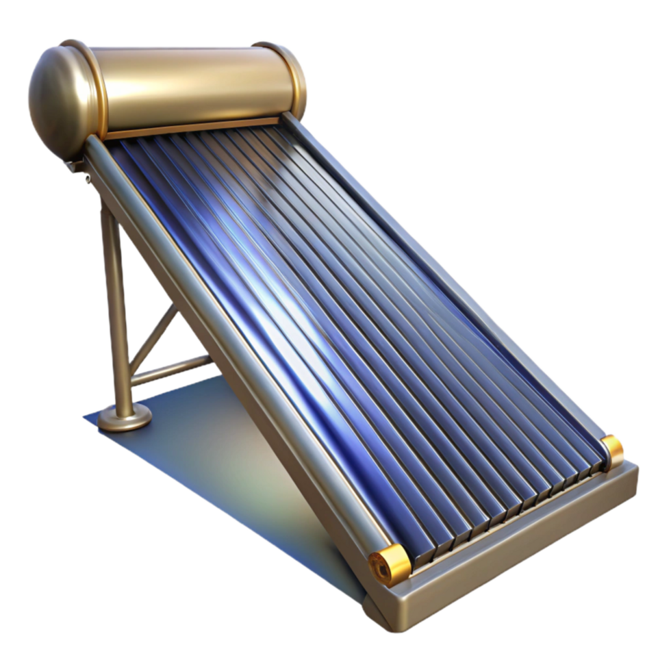 impressive traditional Solar Water Heater Side Angle Transparent Background with Detailed Reflection detailed png