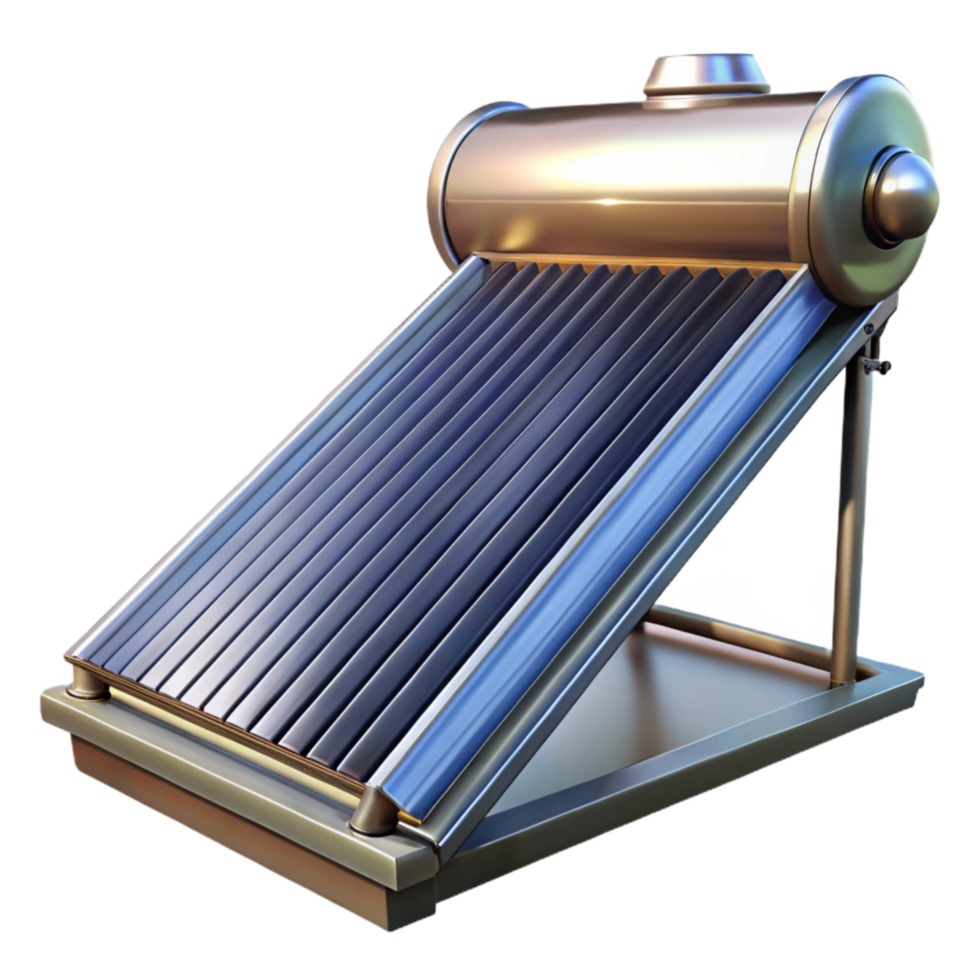 dramatic artistic Solar Water Heater Side Angle Transparent Background with Detailed Reflection detailed png