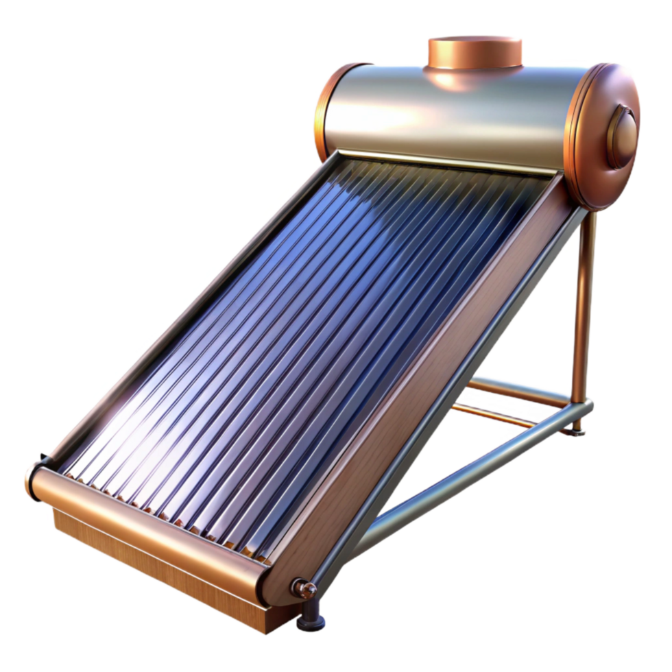 wonderful classic Solar Water Heater Side Angle Transparent Background with Detailed Reflection png