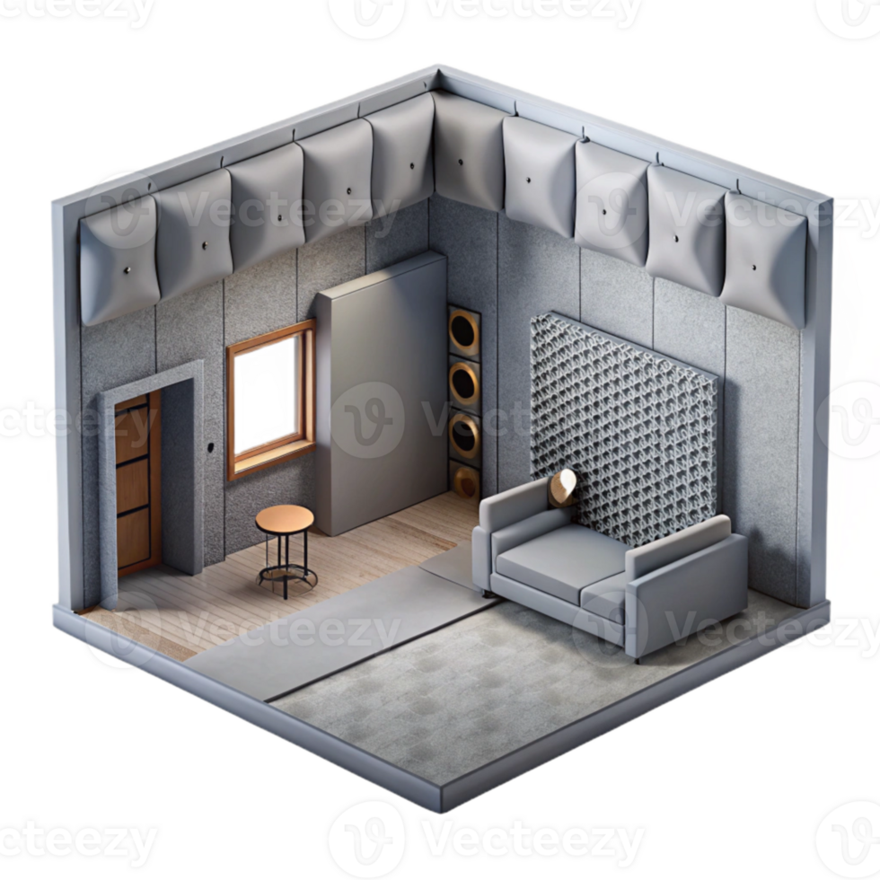 extraordinary modern Soundproof Room with Quiet Interior Cutout Gray Walls original png