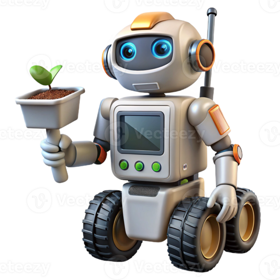 wonderful rustic Space Agriculture Robot with Gripper Arm Transparent Background genuine png