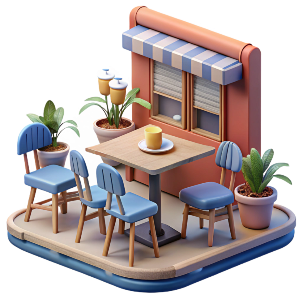 beautiful abstract Space Cafe Isolated with Tables and Chairs professional png