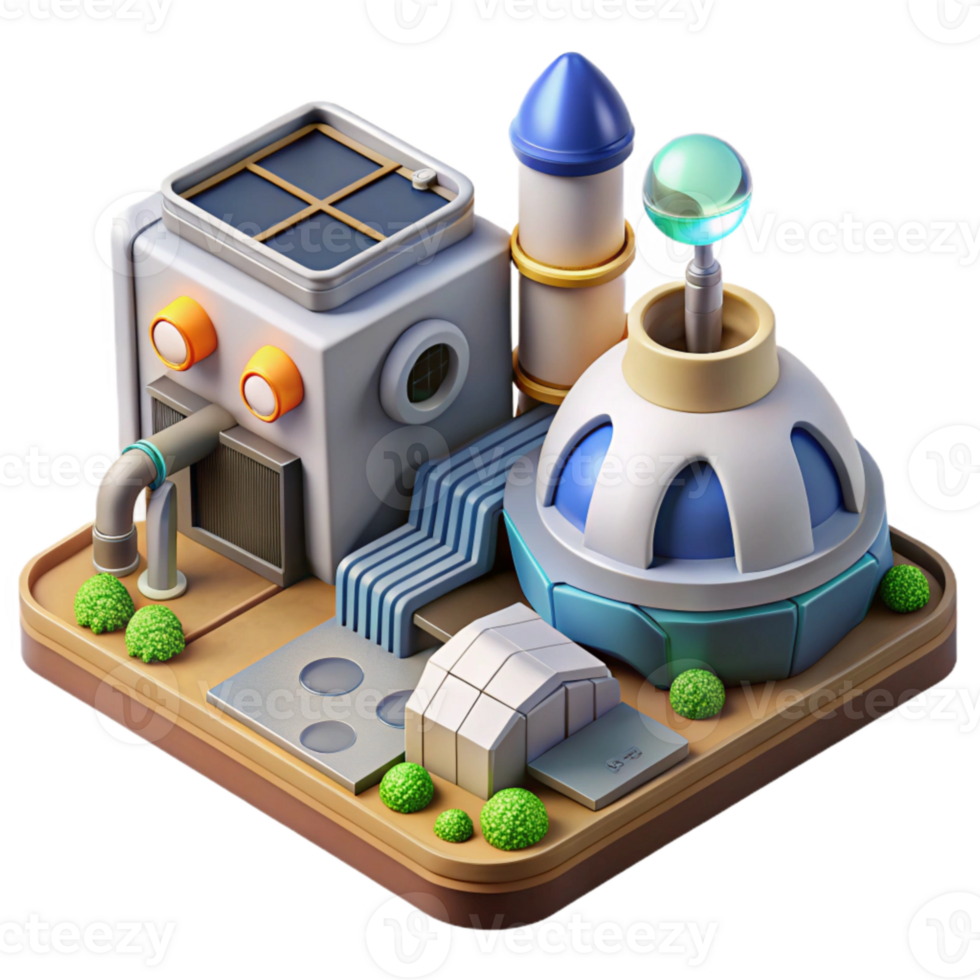 stunning classic Space Farm with Geothermal Power Source Transparent Background exclusive png