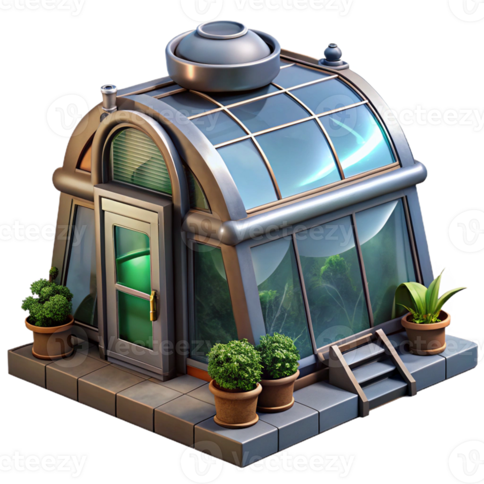 serene artistic Space Greenhouse Exterior with Docking Port Cutout png