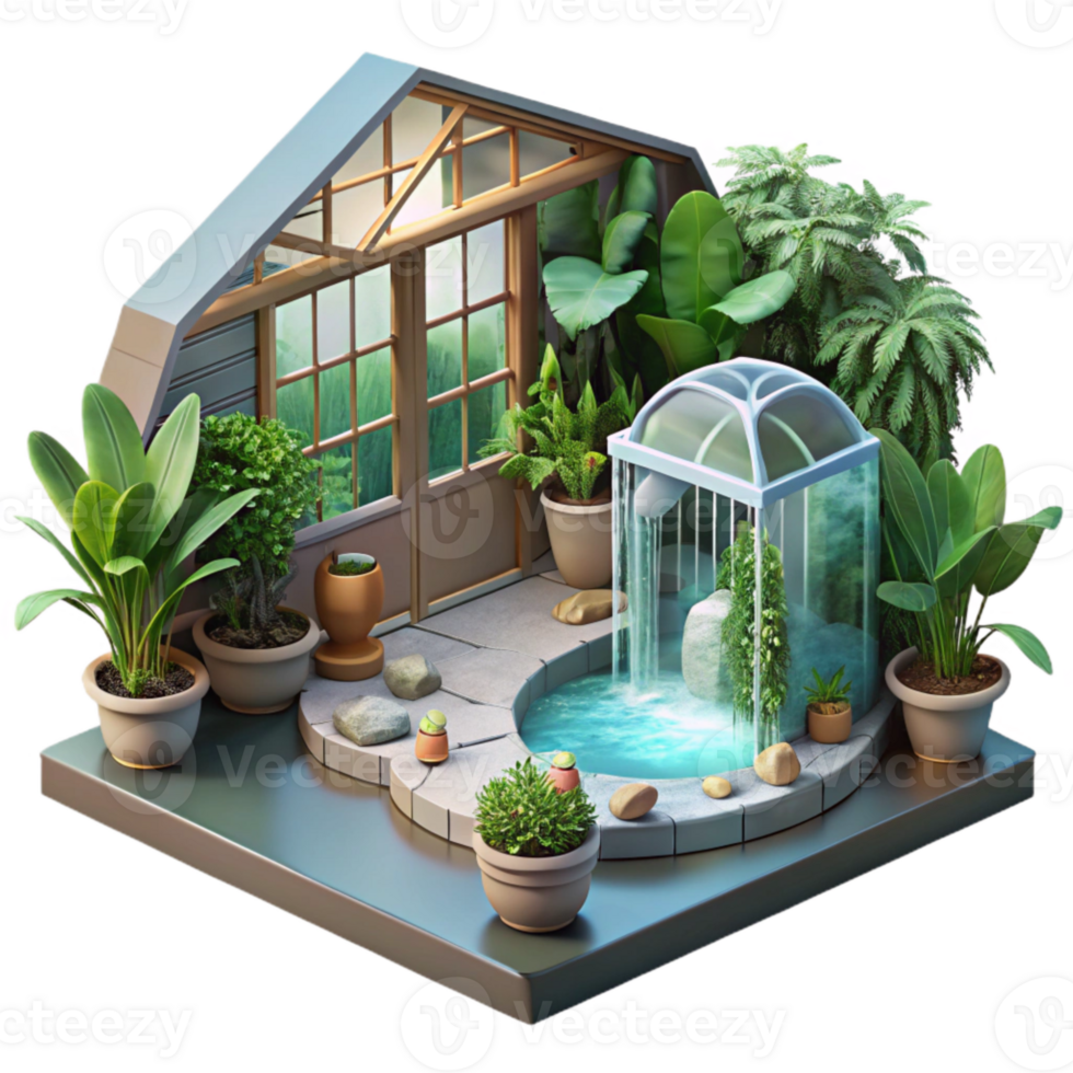 extraordinary contemporary Space Greenhouse Interior with Lush Vegetation Cutout high resolution png