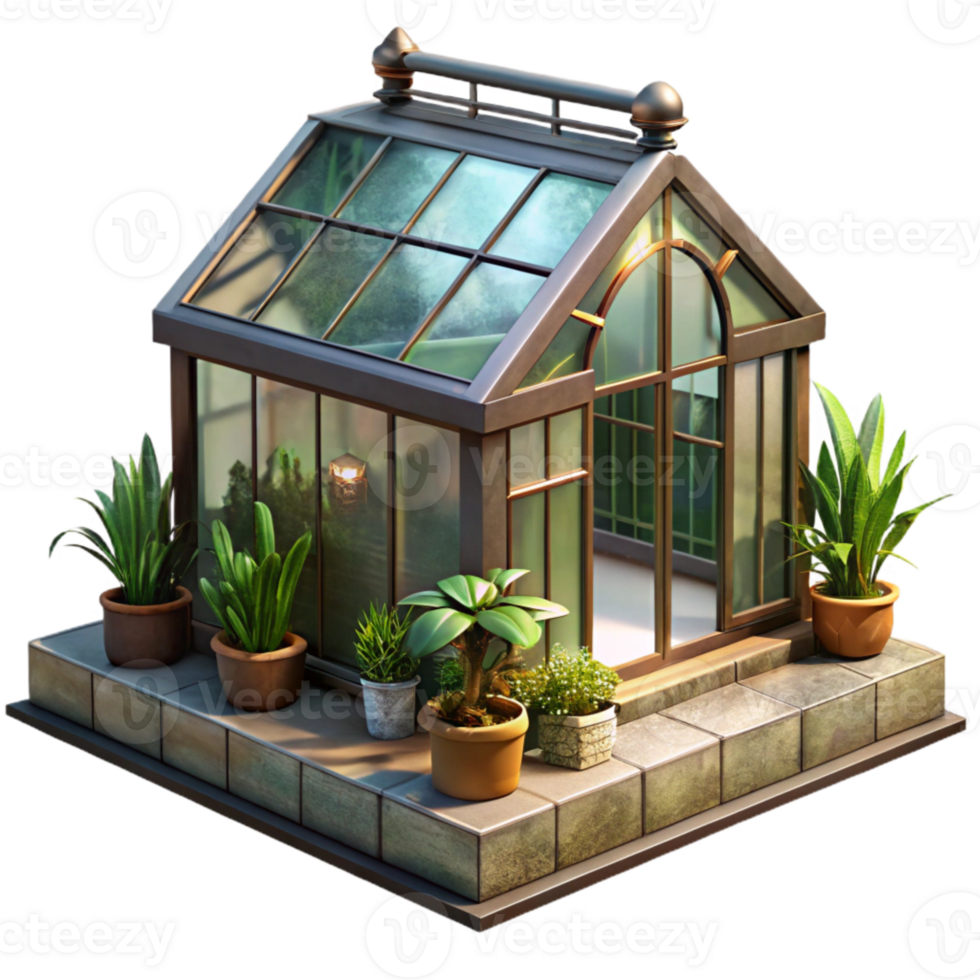 beautiful rustic Space Greenhouse with Artificial Sunlight Isolated original png