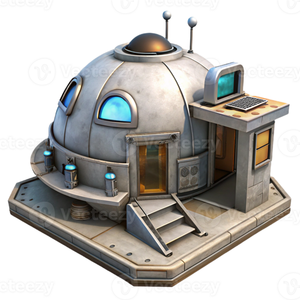 wonderful abstract Space Habitat Command Center Isolated png