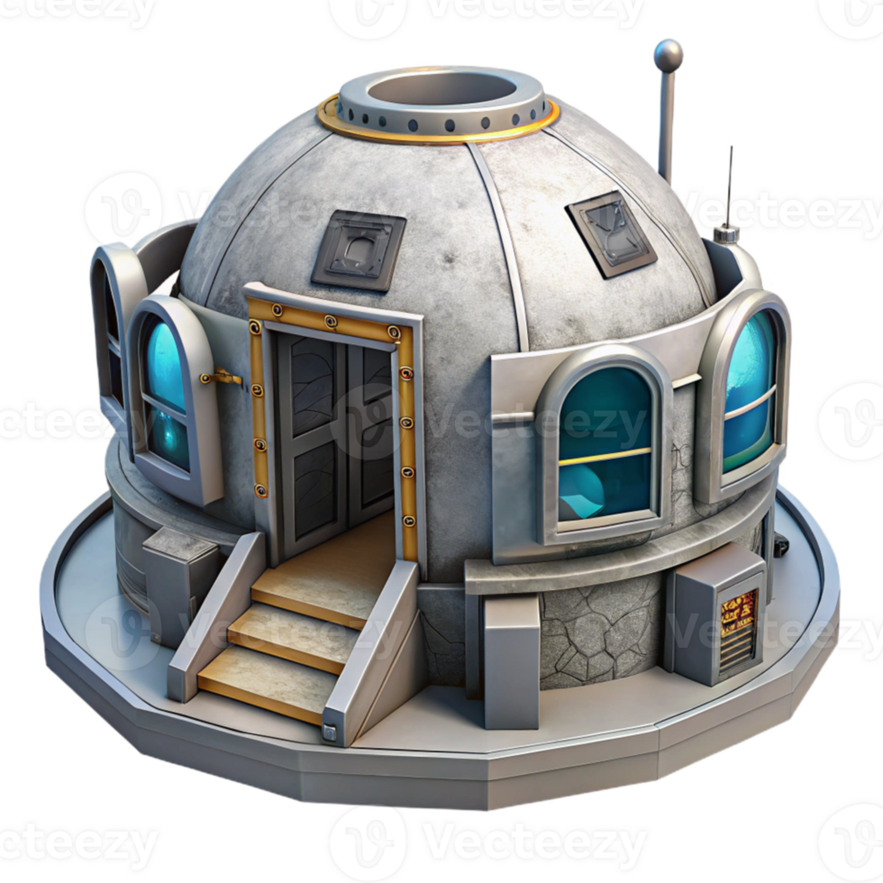 vibrant rustic Space Habitat Command Center Isolated original png