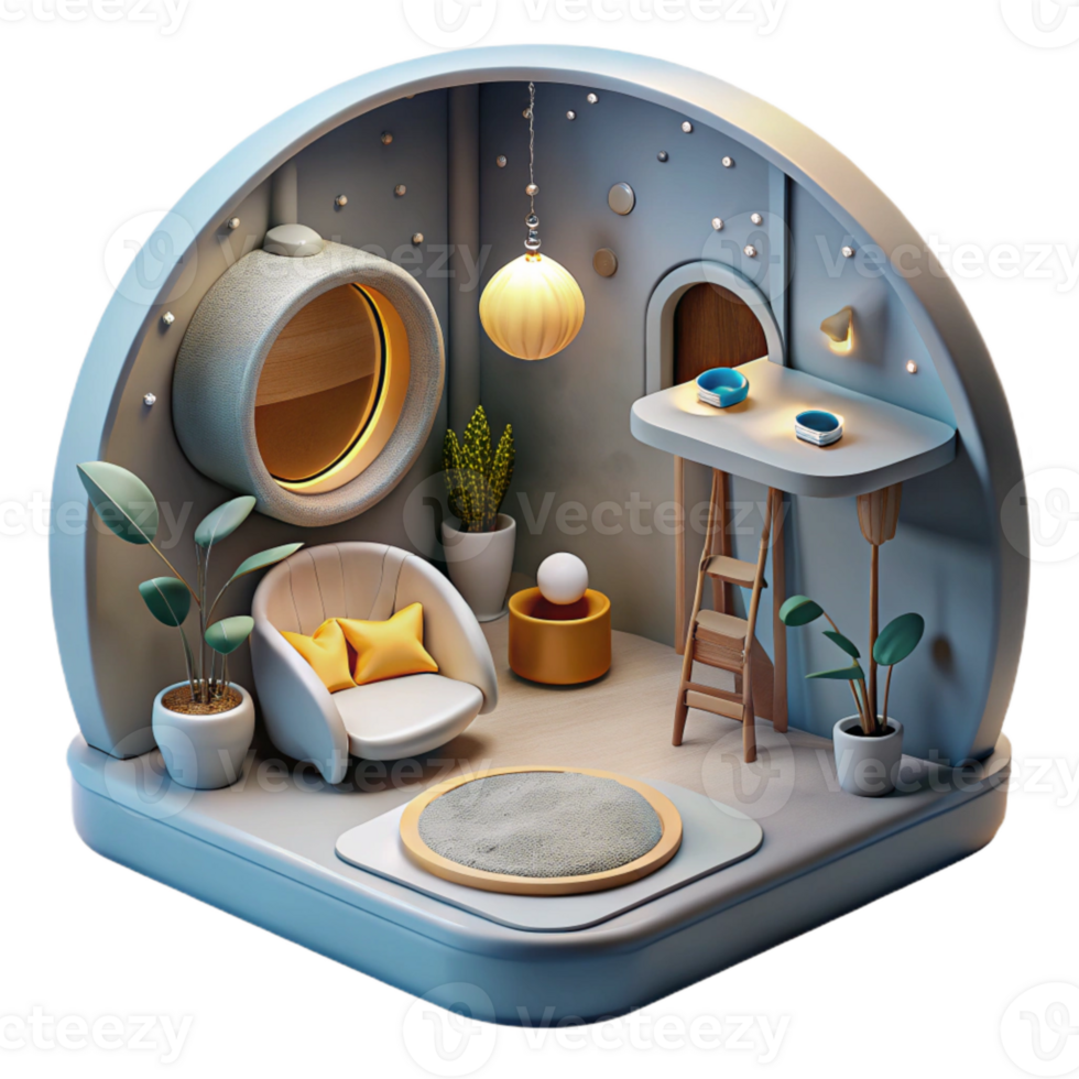 stunning abstract Space Habitat Interior Lit Scene Cutout authentic png